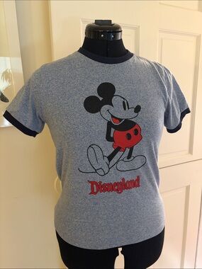 Disney Grey and Navy Mickey Mouse Disneyland Ringer Tee